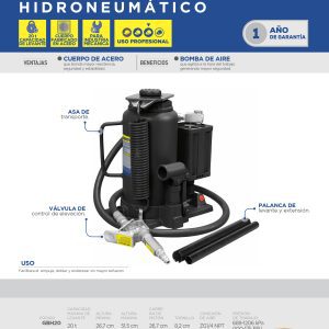 Gato hidroneumático de botella, 20 ton Surtek