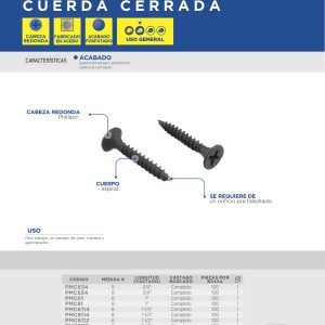 Pija multiusos cuerda cerrada 3" x #8, 100 piezas Surtek