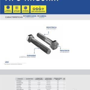 Tornillo tipo máquina rosca parcial 3/4" x 6",  4 piezas Surtek