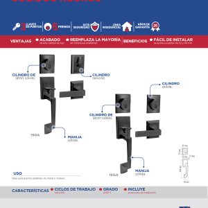 Gatillo rectangular sólido para entrada función sencilla, negro, visual Lock