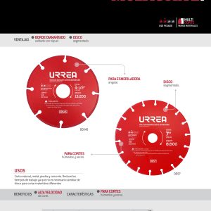 Disco de diamante segmentado, 4-1/2" Urrea