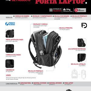 Mochila con portalaptop, hombreras y respaldo acolchonado Urrea