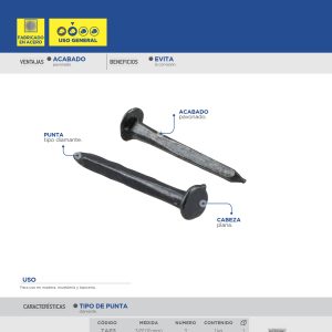 Tachuela pavonada 1 kg, #16, 1" Surtek