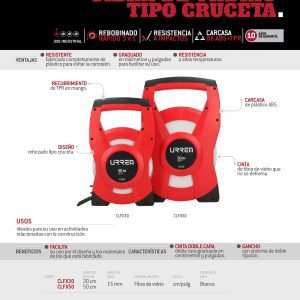 Cinta larga de fibra de vidrio tipo cruceta 50 m Urrea