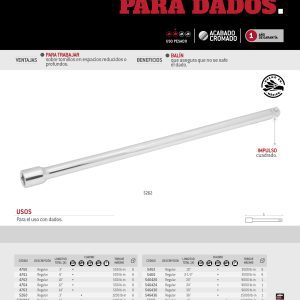 Extensión para dado cuadro de 3/4", 8" Urrea