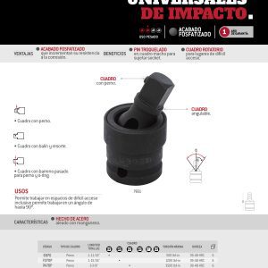 Nudo universal para dado de impacto con barreno pasado cuadro de 3/4", 4-1/8" Urrea
