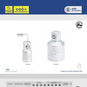 Adaptador para dado cuadro de 1/2" hembra a 3/8" macho Surtek