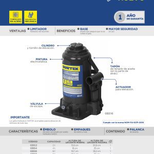 Gato hidráulico de botella, 50 ton Surtek