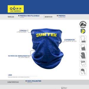 Bandana de poliéster para cuello color azul Surtek