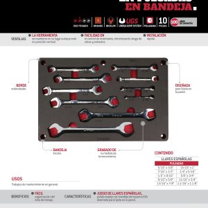 Juego de llaves españolas pulido espejo en pulgadas 10 piezas, CH253P-C Urrea