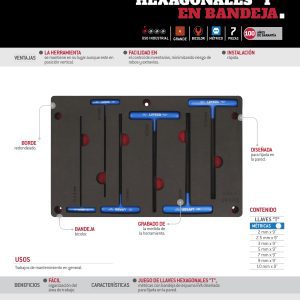 Juego de llaves hexagonales tipo "T" métricas 7 piezas, CH274P-C Urrea