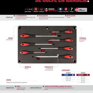 Juego de destornilladores con mango de golpe combinados 7 piezas, CH273P-C Urrea
