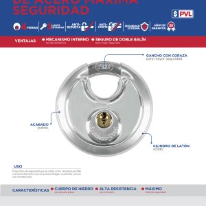 Candado de máxima seguridad tipo disco 70 mm, llave estándar Lock