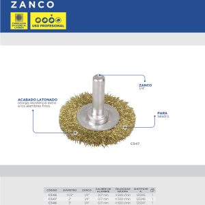 Carda circular ondulada alambre fino 1-1/2" x 0.17 mm con zanco 1/4" Surtek