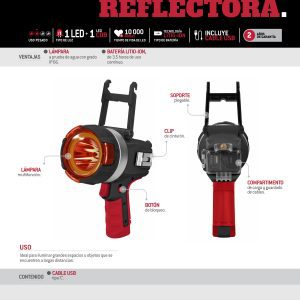 Linterna de LED reflectora a prueba de agua recargable de 1,400 lm Urrea