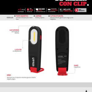 Lámpara de LED para taller ultra delgada, recargable de 350 lm Urrea