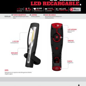 Lámpara de LED para taller ultra delgada, recargable de 600 lm Urrea
