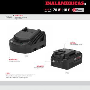 Batería Litio-ion 18 V para  RI1018, EI1018, LI1018 y AI1018 Urrea