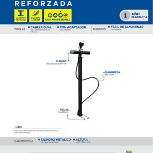 Bomba de aire con cilindro metálico reforzado 25" Surtek
