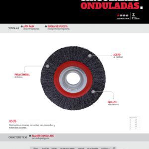 Carda circular ondulada alambre delgado para esmeril 8" x 0.35 mm multi eje Urrea