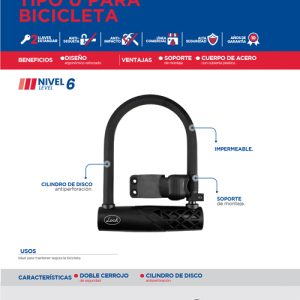 Candado para bicicleta tipo disco "U" Lock