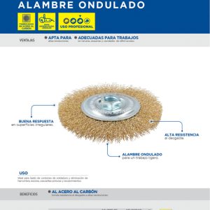 Carda circular ondulada alambre delgado 4-1/2" x 0.30 mm con rosca M14 Surtek