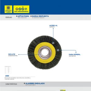 Carda circular ondulada alambre delgado para esmeril 6" x 0.30 mm multi eje Surtek
