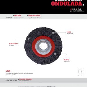 Carda circular ondulada alambre delgado para esmeril 12" x 0.30 mm multi eje Urrea