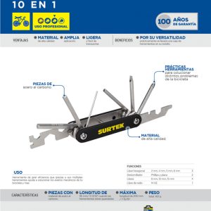 Pinza multiherramientas para bicicleta 10 en 1 Surtek