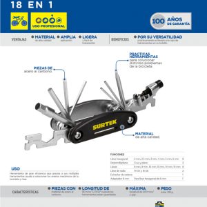 Pinza multiherramientas para bicicleta 18 en 1 Surtek