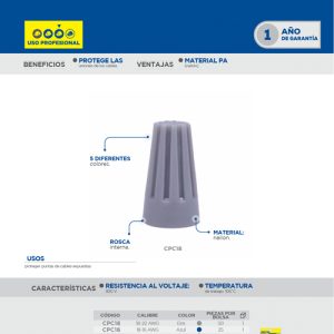 Capuchón para cable calibre 14 - 8, color rojo Surtek