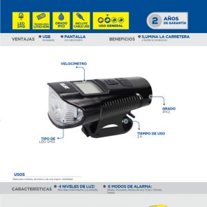 Linterna para bicicleta  recargable de 180 lm Surtek