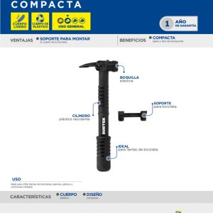 Bomba de aire manual diseño compacto 9" Surtek