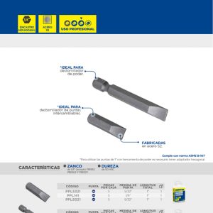 Punta plana hexágono de 1/4", 5/32" x 1" 5 piezas Surtek