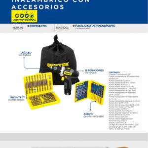 Juego de taladro y atornillador a batería Li-ion 12 V, 4 piezas en morral Surtek