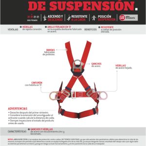 Arnés de seguridad de suspensión con cinturón, talla 40-44 Urrea