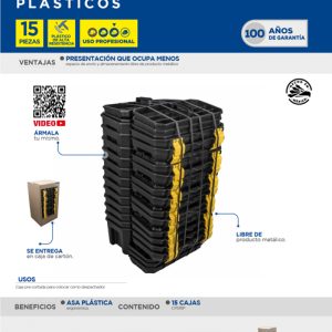 Juego de cajas portaherramientas plásticas, 15 piezas Surtek