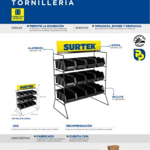 Rcak despachador de mostrador para tornillería, 12 gavetas plásticas Surtek