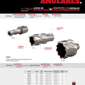 Cortador anular de acero de alta velocidad, 2" Urrea