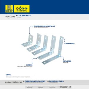 Escuadra esquinera 3-1/8" x 3-1/8", 24 piezas Surtek