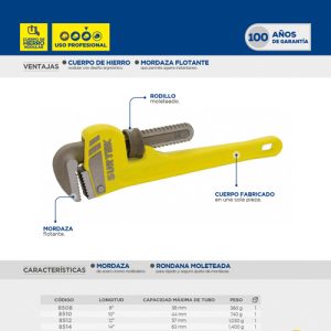 Llave stillson de hierro maleable de 14" Surtek