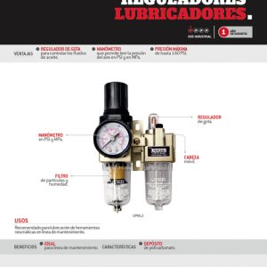 Filtro regulador y lubricador de aire 1/4" NPT Urrea