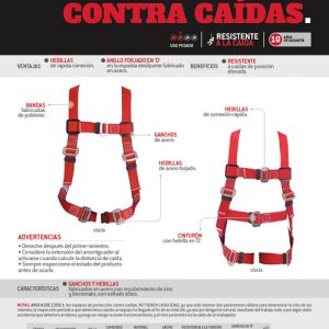 Arnés de seguridad contra caídas sencillo, talla 40-44 Urrea