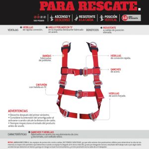 Arnés de seguridad de rescate con cinturón, talla 36-40 Urrea