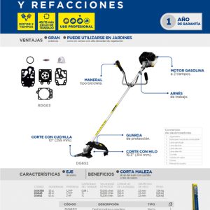 Juego de refacción para desbrozadora DG643, DG652, 7 piezas Surtek