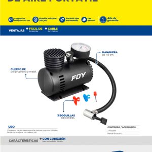 Compresor de aire 250PSI, 12V Foy