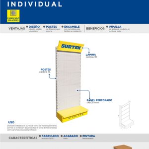 Góndola perimetral panel metálico 220 x 93 x 47 cm Surtek