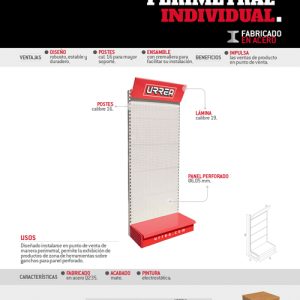 Góndola perimetral panel metálico 220 x 93 x 47 cm Urrea
