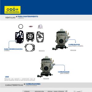 Carburador para desbrozadora DG663 Surtek