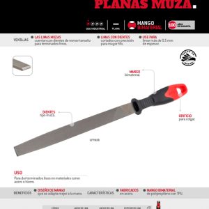 Lima plana muza con mango bimaterial 8" Urrea